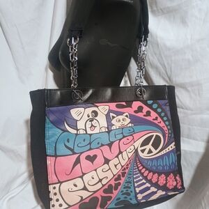Calico Dragon Animal Love Tote Bag - Black and Pink